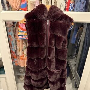 Plush Faux Fur Vest in Rich Burgundy